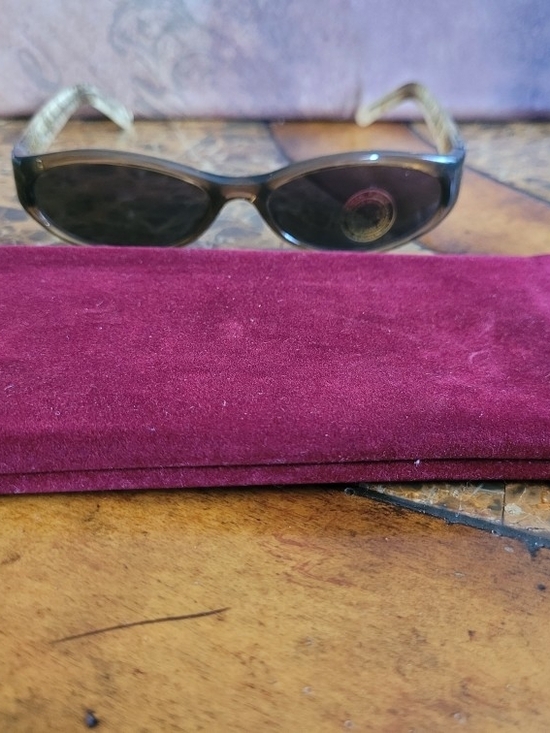 Accessories - Sleek Oval Brown Sunglasses with Burgundy Case